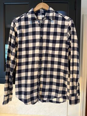 NWOT Men's Navy Buffalo Check Button-Down Shirt XS